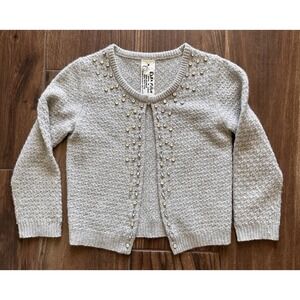 Vtg Ezra Fitch Gray Cashmere Jeweled Sequence Cardigan SM Cottagecore Preppy